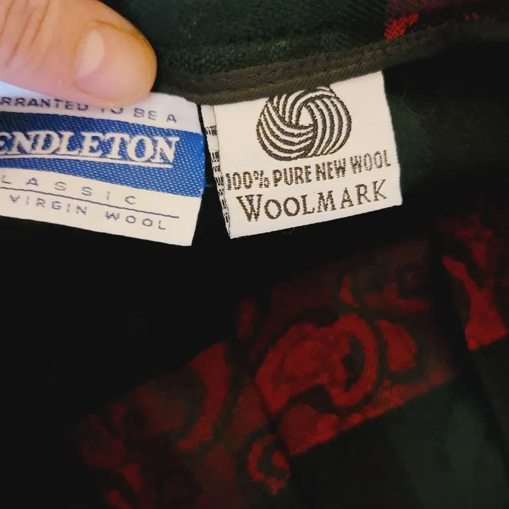 Pendleton Classic Red Black Plaid Paisley Wool Pleated Midi Skirt 12 USA Vintage